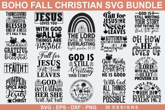 Boho Fall Christian SVG Bundle: Perfect for T-Shirt Designs and Graphics