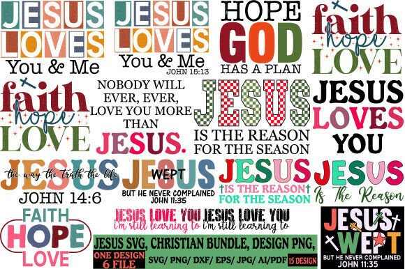 Jesus SVG, Christian Bundle: Ideal for T-Shirt Designs and Graphics