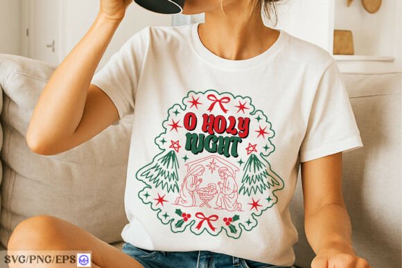 O Holy Night PNG Christian Christmas Graphics for T-Shirts
